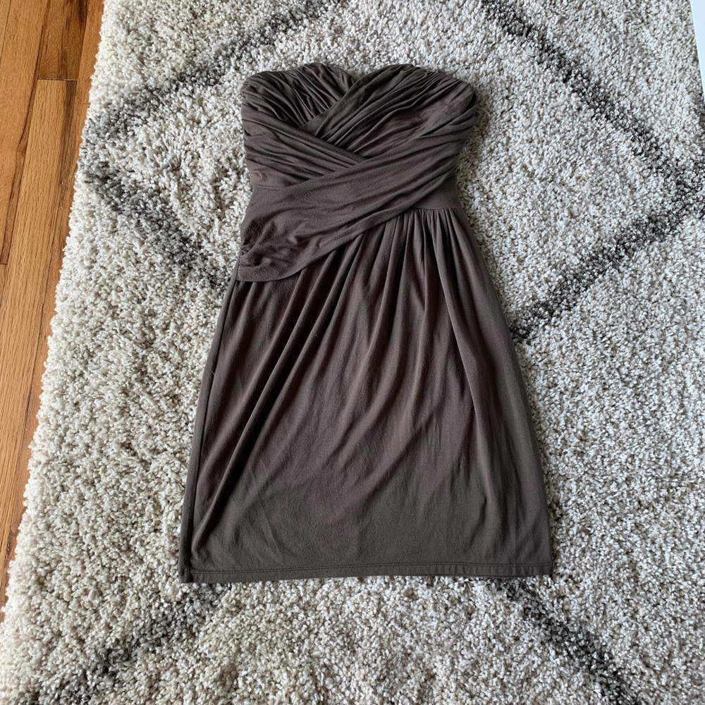 2/$10 ⭐️Express Strapless Draped Dress Gray/Green